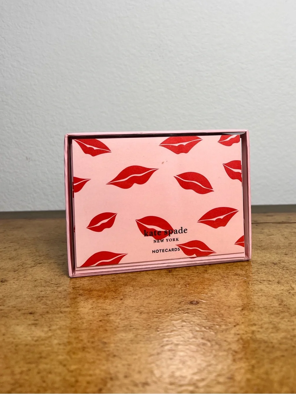 NEW Kate Spade Lips Notecard Set Complete 10 Cards Envelopes Boxed Stationery